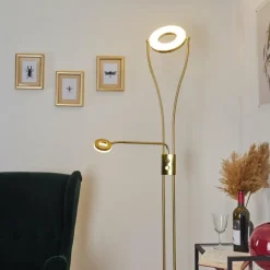 hofstein Lampadaire Tierz LED Laiton, 2 lumières