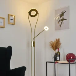 hofstein Lampadaire Tierz LED Laiton, 2 lumières