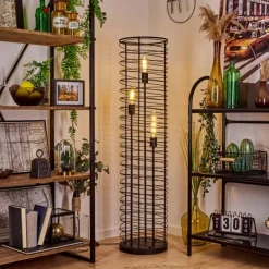 Lampes Industrielles-hofstein Lampadaire Tobuna Noir, 3 lumières