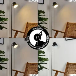 hofstein Lampadaire Tontolos LED Noir, 1 lumière