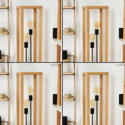 Style Boho-Chic-hofstein Lampadaire Torreglia Brun, Noir, 2 lumières