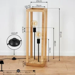 Style Boho-Chic-hofstein Lampadaire Torreglia Brun, Noir, 2 lumières
