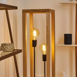 Style Boho-Chic-hofstein Lampadaire Torreglia Brun, Noir, 2 lumières