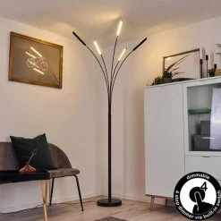 hofstein Lampadaire Totara LED Noir, 5 lumières