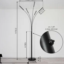 hofstein Lampadaire Totara LED Noir, 5 lumières