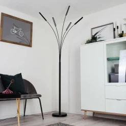 hofstein Lampadaire Totara LED Noir, 5 lumières