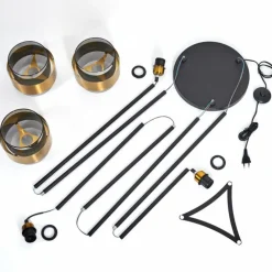 Suspension Verre Fumé-hofstein Lampadaire Traak Noir, 3 lumières