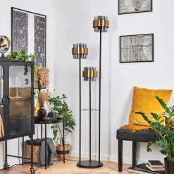 Suspension Verre Fumé-hofstein Lampadaire Traak Noir, 3 lumières