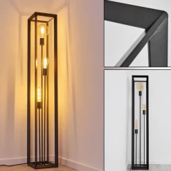 Lampes Vintages & Rétros-hofstein Lampadaire Traryd Noir, 3 lumières