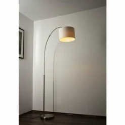 Lampes En Tissu-Luminaires Trio Lampadaire Trio 4611 Acier inoxydable, Nickel mat, 1 lumière