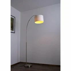 Lampes En Tissu-Luminaires Trio Lampadaire Trio 4611 Acier inoxydable, Nickel mat, 1 lumière