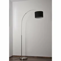 Lampes En Tissu-Luminaires Trio Lampadaire Trio 4611 Acier inoxydable, Nickel mat, 1 lumière