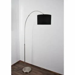 Lampes En Tissu-Luminaires Trio Lampadaire Trio 4611 Acier inoxydable, Nickel mat, 1 lumière