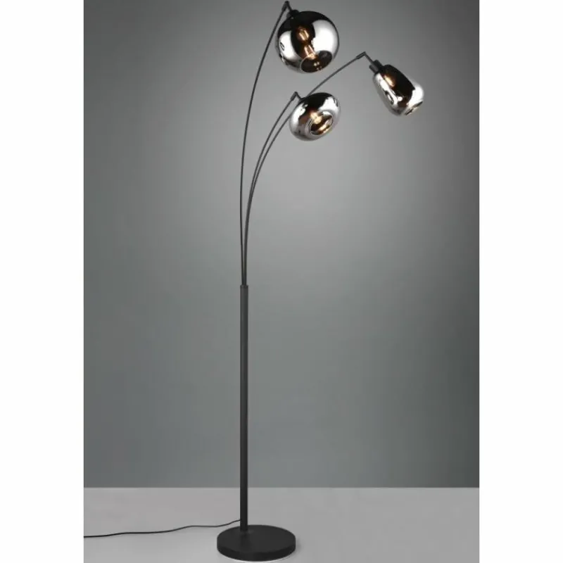 Suspension Verre Fumé-Luminaires Trio Lampadaire Trio Lumina Noir, 3 lumières