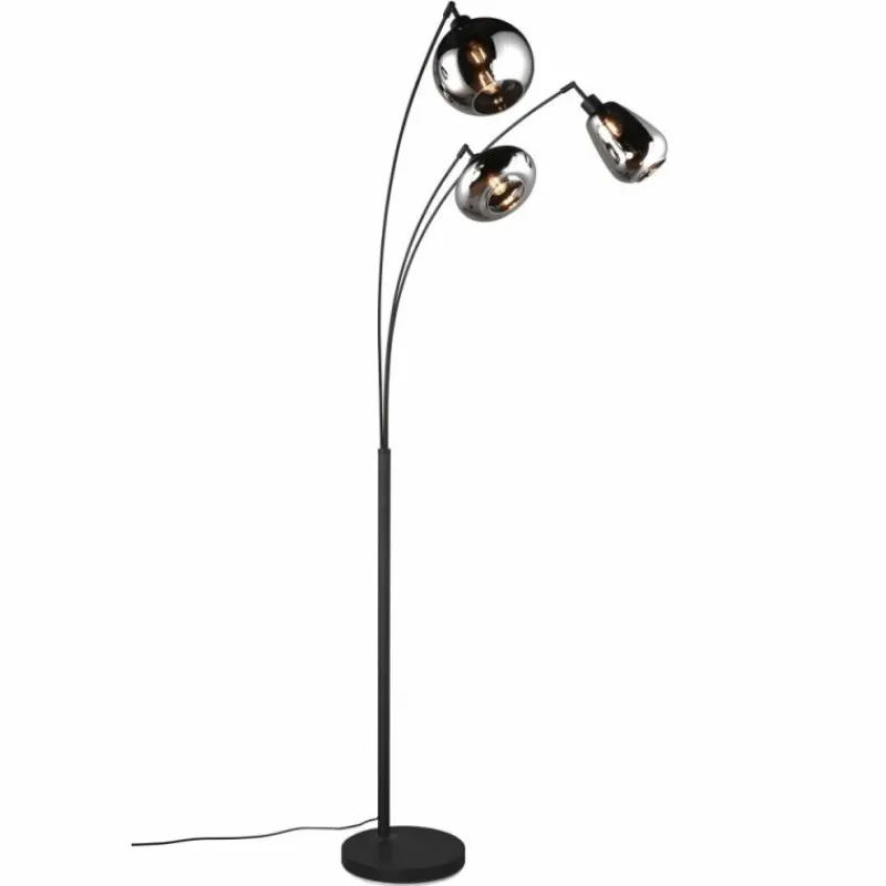 Suspension Verre Fumé-Luminaires Trio Lampadaire Trio Lumina Noir, 3 lumières