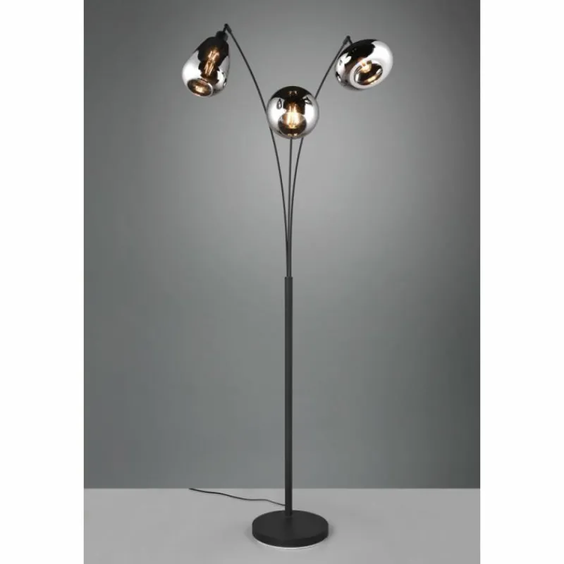 Suspension Verre Fumé-Luminaires Trio Lampadaire Trio Lumina Noir, 3 lumières