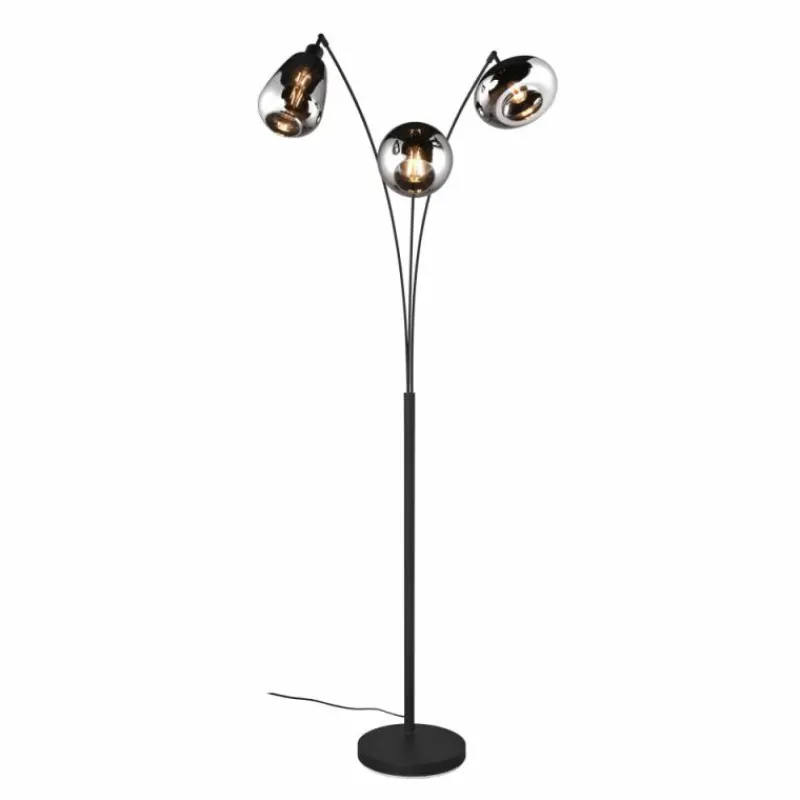 Suspension Verre Fumé-Luminaires Trio Lampadaire Trio Lumina Noir, 3 lumières