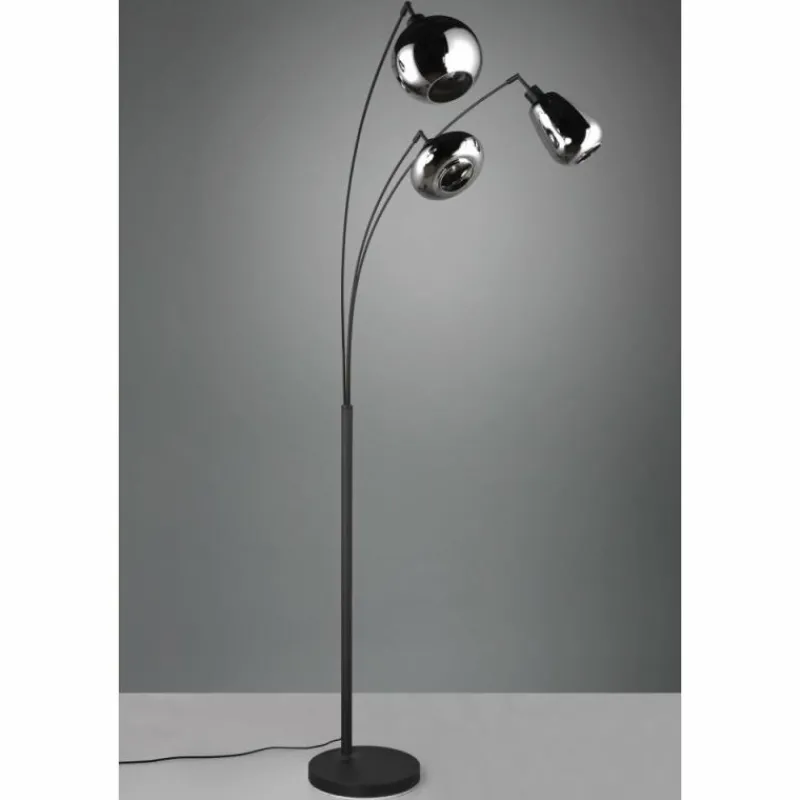 Suspension Verre Fumé-Luminaires Trio Lampadaire Trio Lumina Noir, 3 lumières