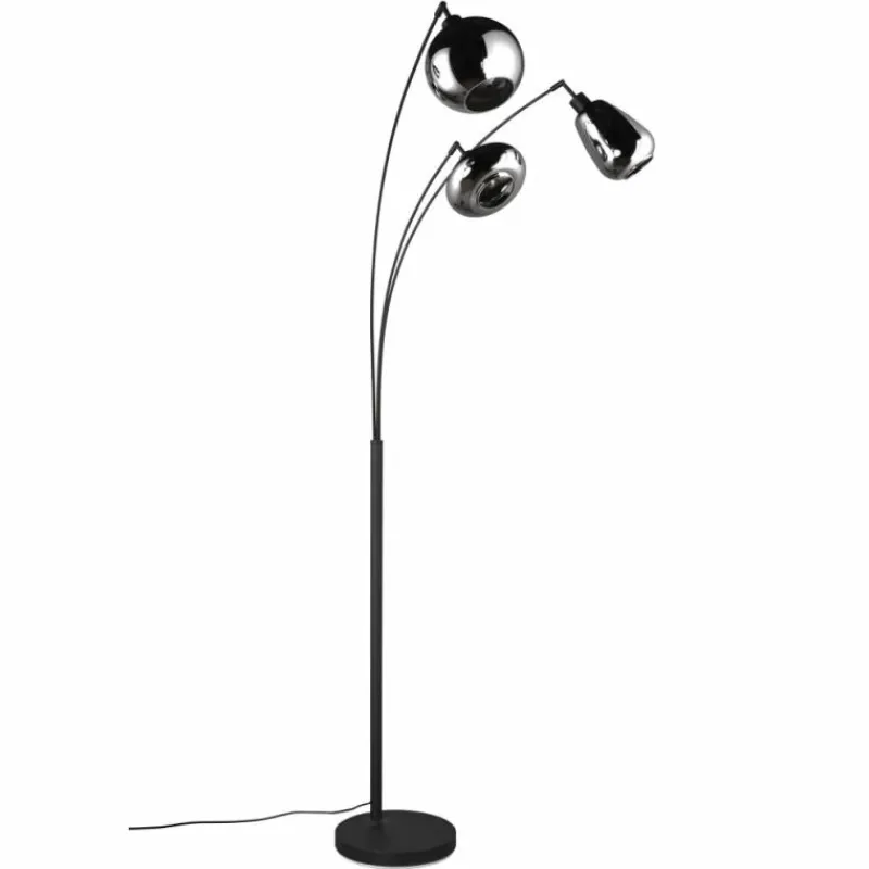 Suspension Verre Fumé-Luminaires Trio Lampadaire Trio Lumina Noir, 3 lumières