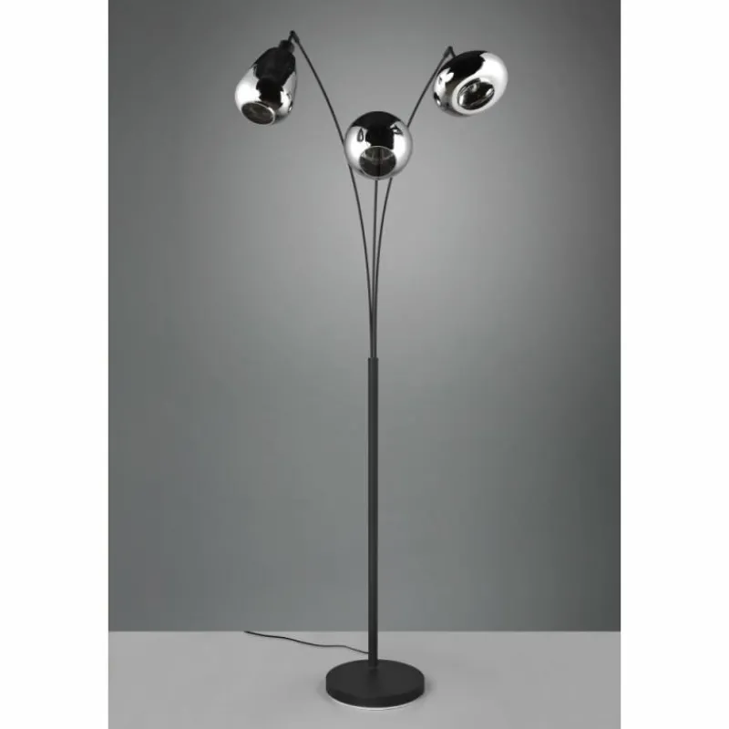Suspension Verre Fumé-Luminaires Trio Lampadaire Trio Lumina Noir, 3 lumières