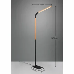 Lampes En Bois-Luminaires Trio Lampadaire Trio NORRIS LED Noir, 1 lumière