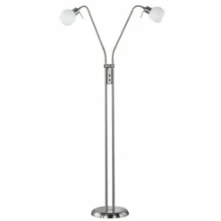Luminaires Trio Lampadaire Trio-Leuchten Freddy LED Nickel mat, 2 lumières