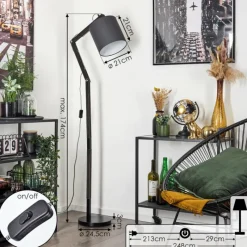 Lampes En Tissu-hofstein Lampadaire Tukchor Noir, 1 lumière