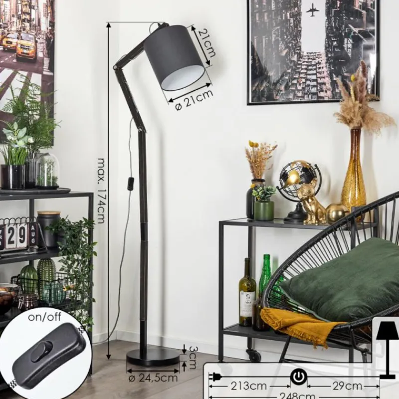 Lampes En Tissu-hofstein Lampadaire Tukchor Noir, 1 lumière