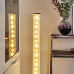 hofstein Lampadaire Tumurora LED Chrome, 1 lumière, Télécommandes