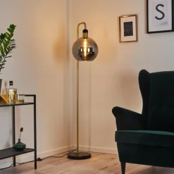 hofstein Lampadaire Tuvalu Laiton, Noir, 1 lumière