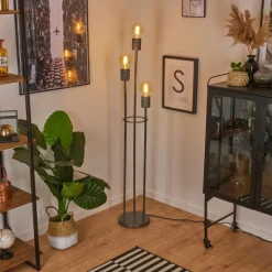 hofstein Lampadaire Tyldom Argent Oxydé, 3 lumières* Lampadaires Et Lampes Sur Pied