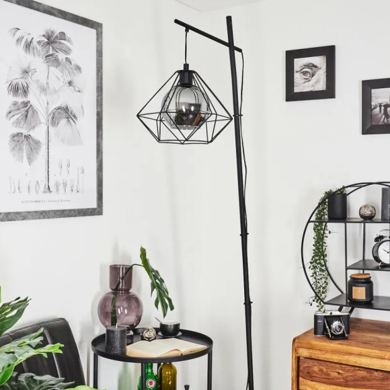 Suspension Verre Fumé-hofstein Lampadaire Uarau Noir, 1 lumière