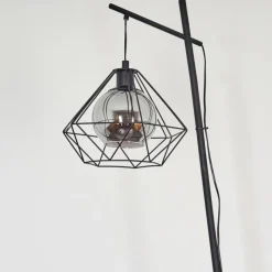 Suspension Verre Fumé-hofstein Lampadaire Uarau Noir, 1 lumière