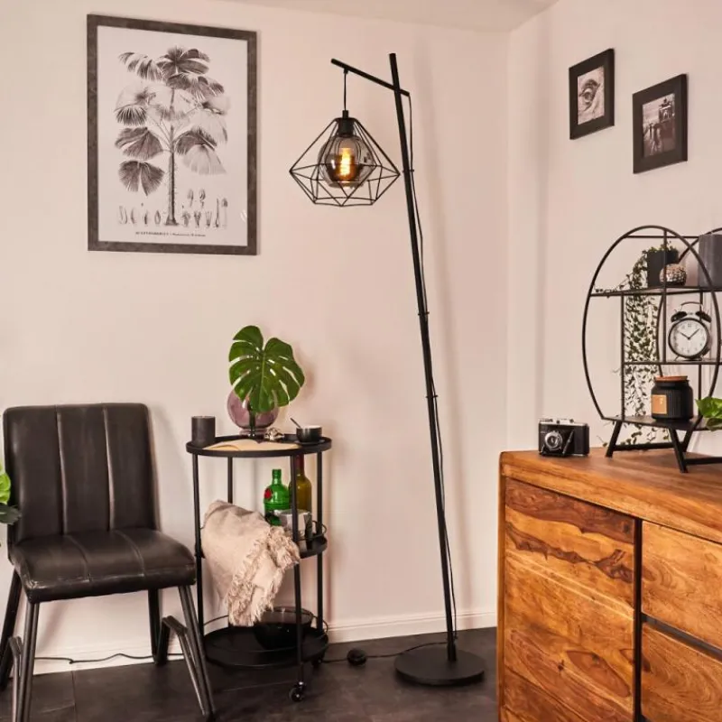 Suspension Verre Fumé-hofstein Lampadaire Uarau Noir, 1 lumière