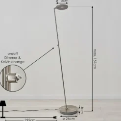 hofstein Lampadaire Umag LED Chrome, Nickel mat, 1 lumière