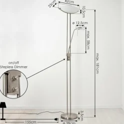 Luminaires Rustiques-hofstein Lampadaire Urama Nickel mat, 2 lumières