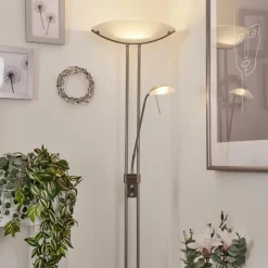 Luminaires Rustiques-hofstein Lampadaire Urama Nickel mat, 2 lumières