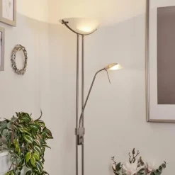 Luminaires Rustiques-hofstein Lampadaire Urama Nickel mat, 2 lumières