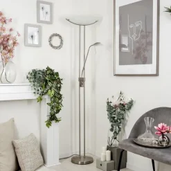 Luminaires Rustiques-hofstein Lampadaire Urama Nickel mat, 2 lumières