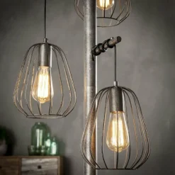 Lampes Industrielles-hofstein Lampadaire Veldhuizen Argenté, 3 lumières