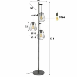 Lampes Industrielles-hofstein Lampadaire Veldhuizen Argenté, 3 lumières