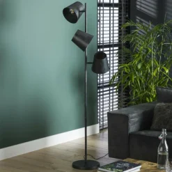 Lampes Vintages & Rétros-hofstein Lampadaire Veroli Noir, 3 lumières