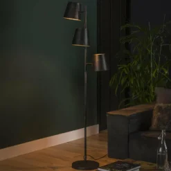 Lampes Vintages & Rétros-hofstein Lampadaire Veroli Noir, 3 lumières