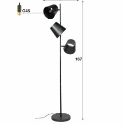 Lampes Vintages & Rétros-hofstein Lampadaire Veroli Noir, 3 lumières