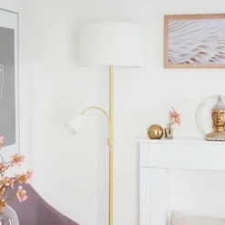 Lampes En Tissu-hofstein Lampadaire Vezza Laiton, 2 lumières