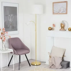 Lampes En Tissu-hofstein Lampadaire Vezza Laiton, 2 lumières