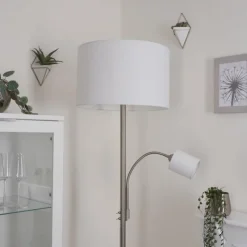Lampes En Tissu-hofstein Lampadaire Vezza Nickel mat, 2 lumières