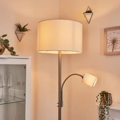 Lampes En Tissu-hofstein Lampadaire Vezza Nickel mat, 2 lumières