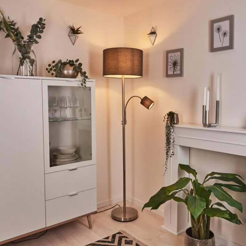 Lampes En Tissu-hofstein Lampadaire Vezza Nickel mat, 2 lumières
