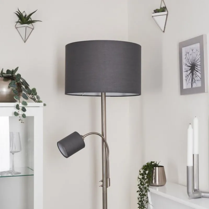 Lampes En Tissu-hofstein Lampadaire Vezza Nickel mat, 2 lumières